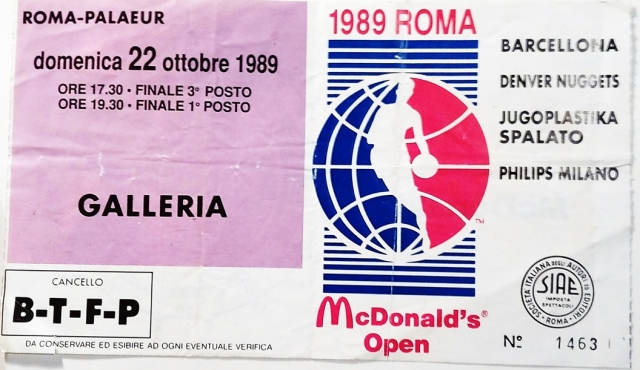 Biglietto d'ingresso al McDonald's Open 1989 a Roma (per gentile concessione di Pier Paolo Patisso) 