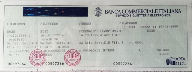 Abbonamento per il McDonald's Open 1999 al Forum di Assago