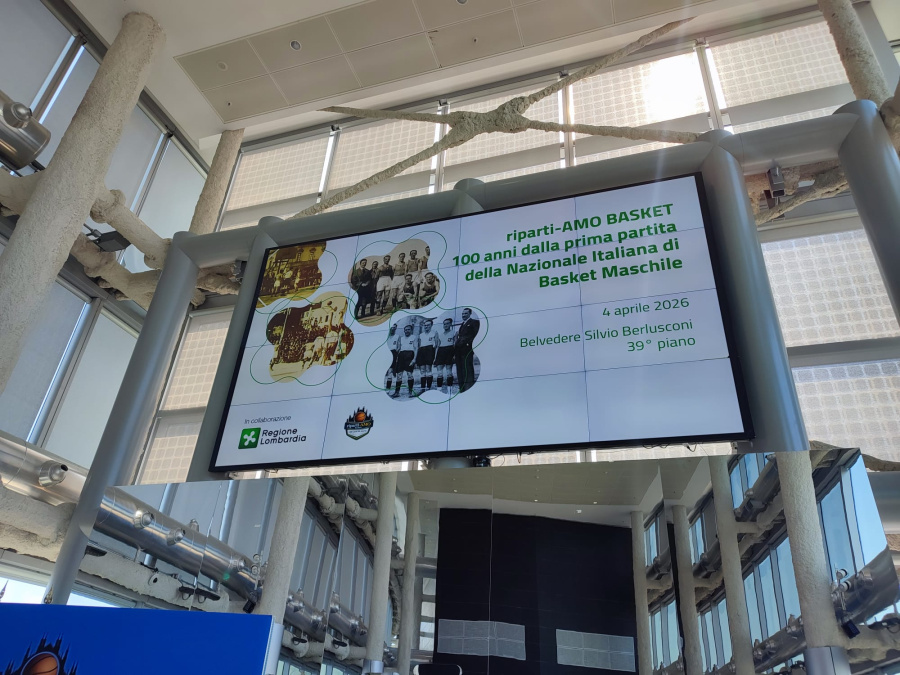 Pannello Celebrativo dell'evento 'Riparti-amo Basket' dedicato ai 100 anni dalla prima partita della Nazionale Maschile, presso il Palazzo della Regione a Milano (foto MDB-MI)